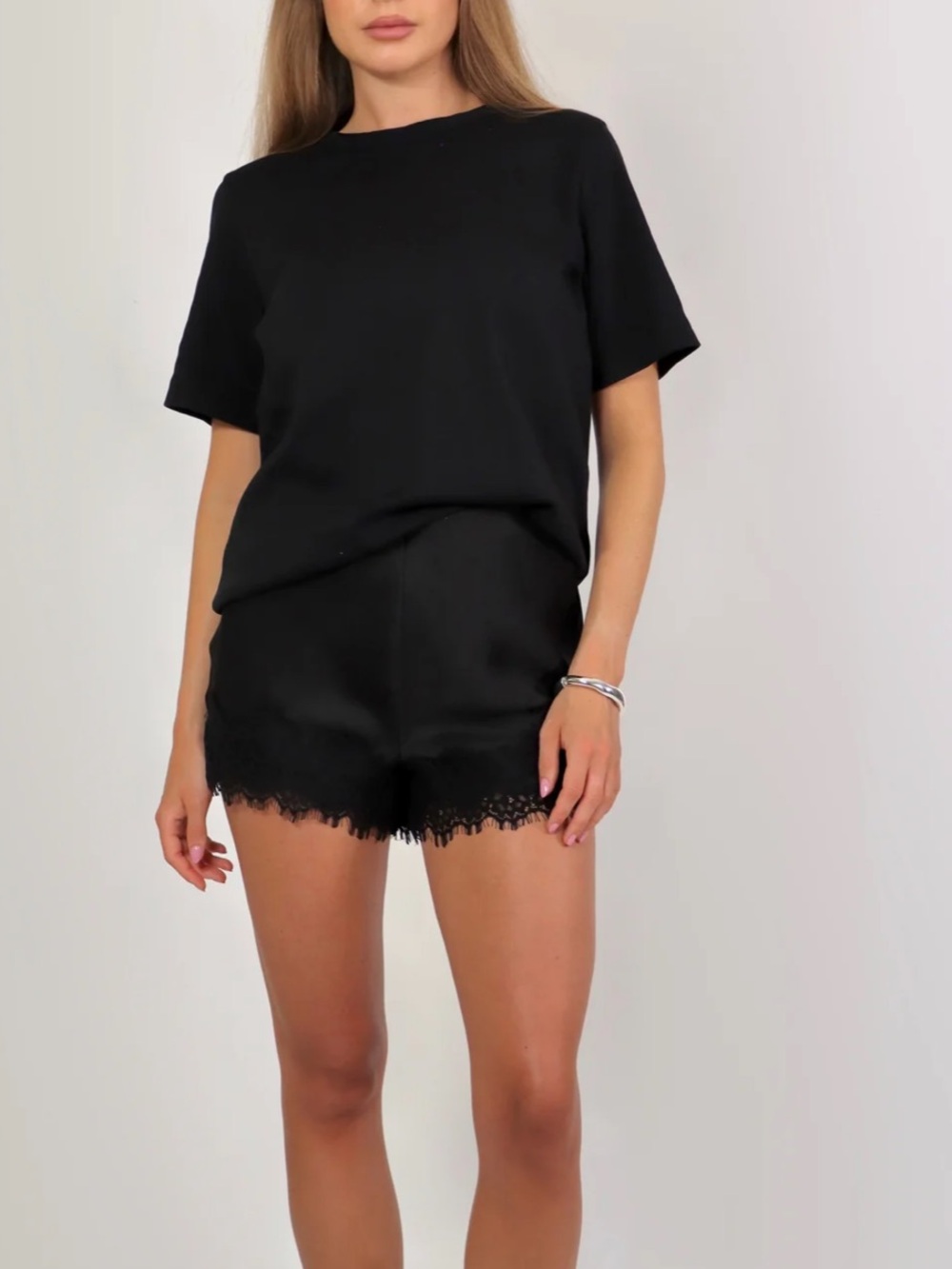 April Seven lace satin short